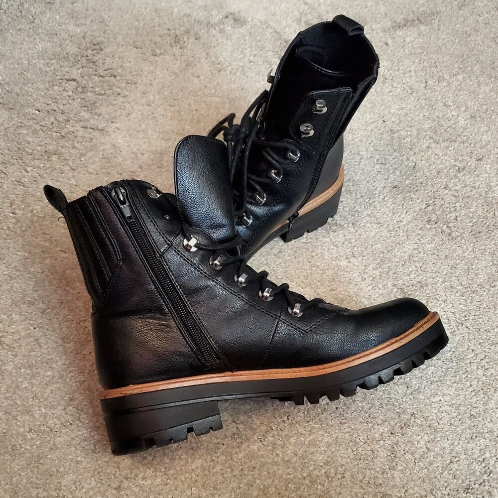 Nine West Women's Black Combat Boots Size 8 1/2 (8.5)